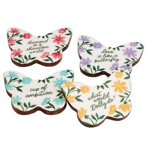 DOLLY PARTON Butterfly Coasters, Set of 4.     NWT
